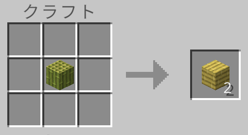 竹ブロック（統合版・JAVA版）×1個 で竹の板材（統合版・JAVA版）をクラフトするレシピ